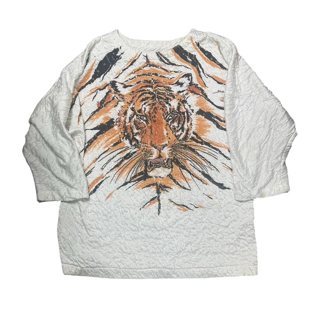 Vintage Hi Tech by Dina Tiger Studded Sweatshirt Oversized